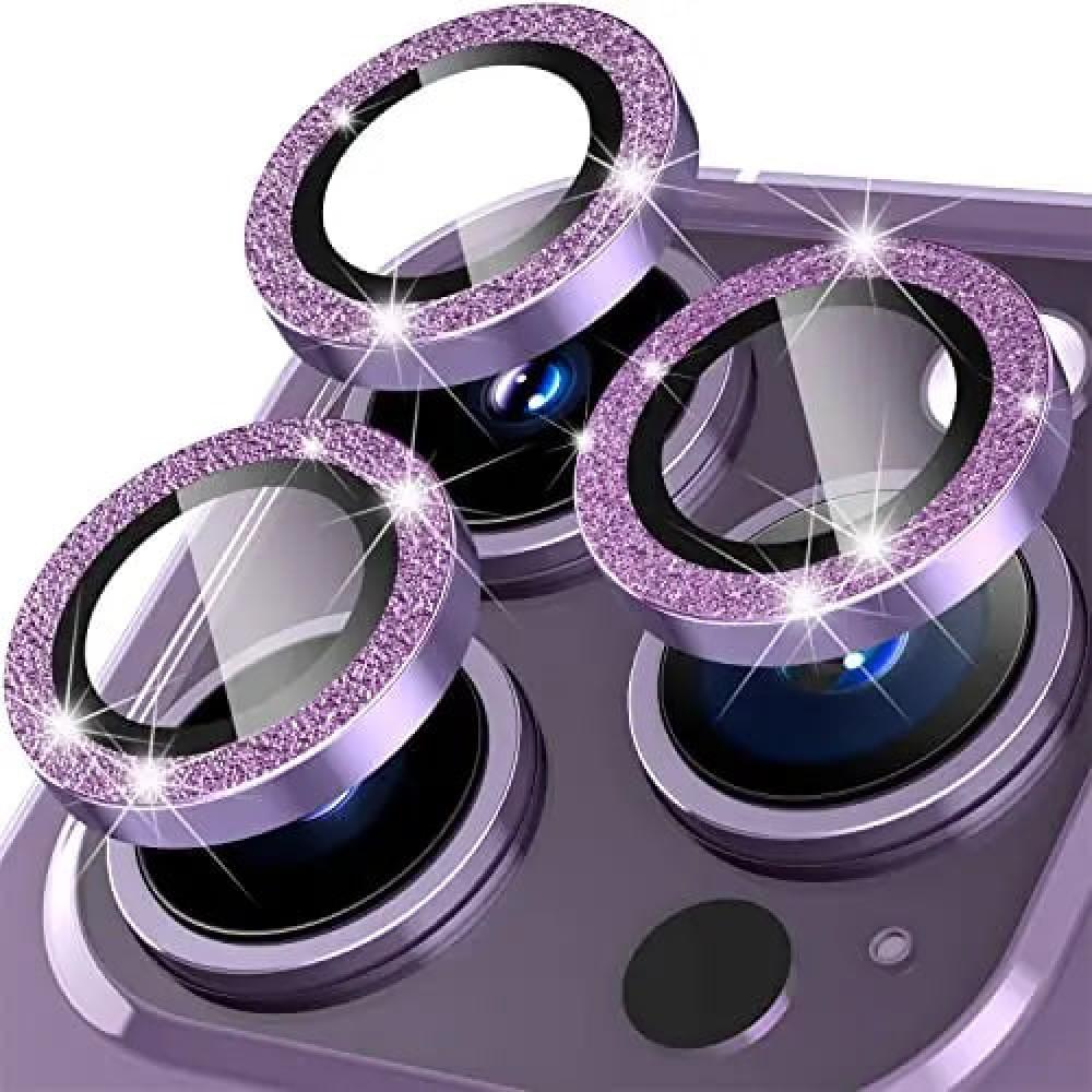 Захисне скло Metal Sparkles на камеру (в упак.) для  iPhone 15 Pro / 15 Pro Max (Violet)