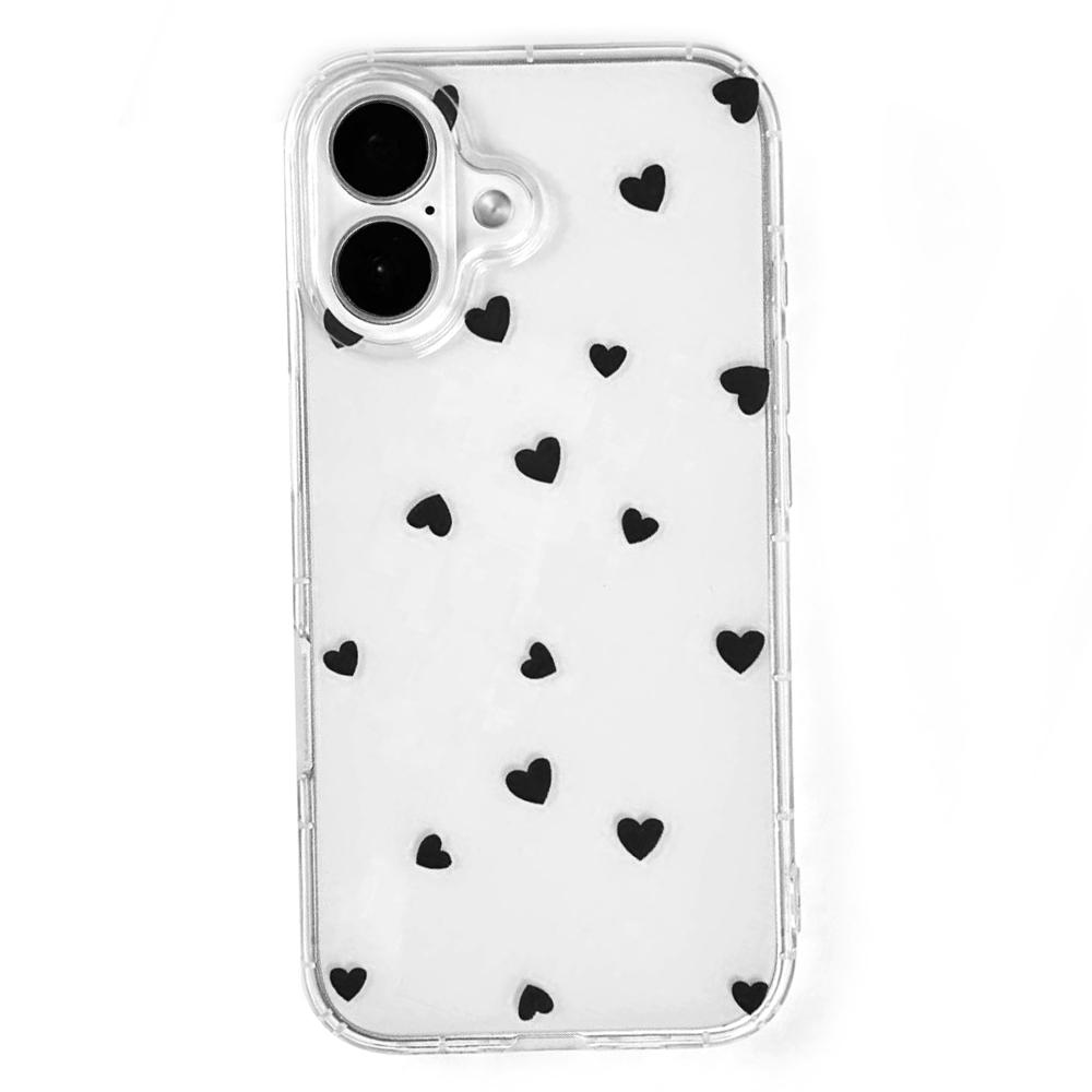 Накладка Transparent in Hearts для Iphone 16 (Black)