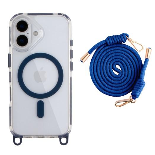 Чохол TPU+PC Lanyard Case with MagSafe для iPhone 16 (Indigo blue)