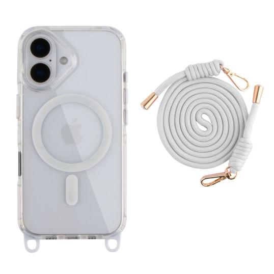 Чохол TPU+PC Lanyard Case with MagSafe для iPhone 16 (White)
