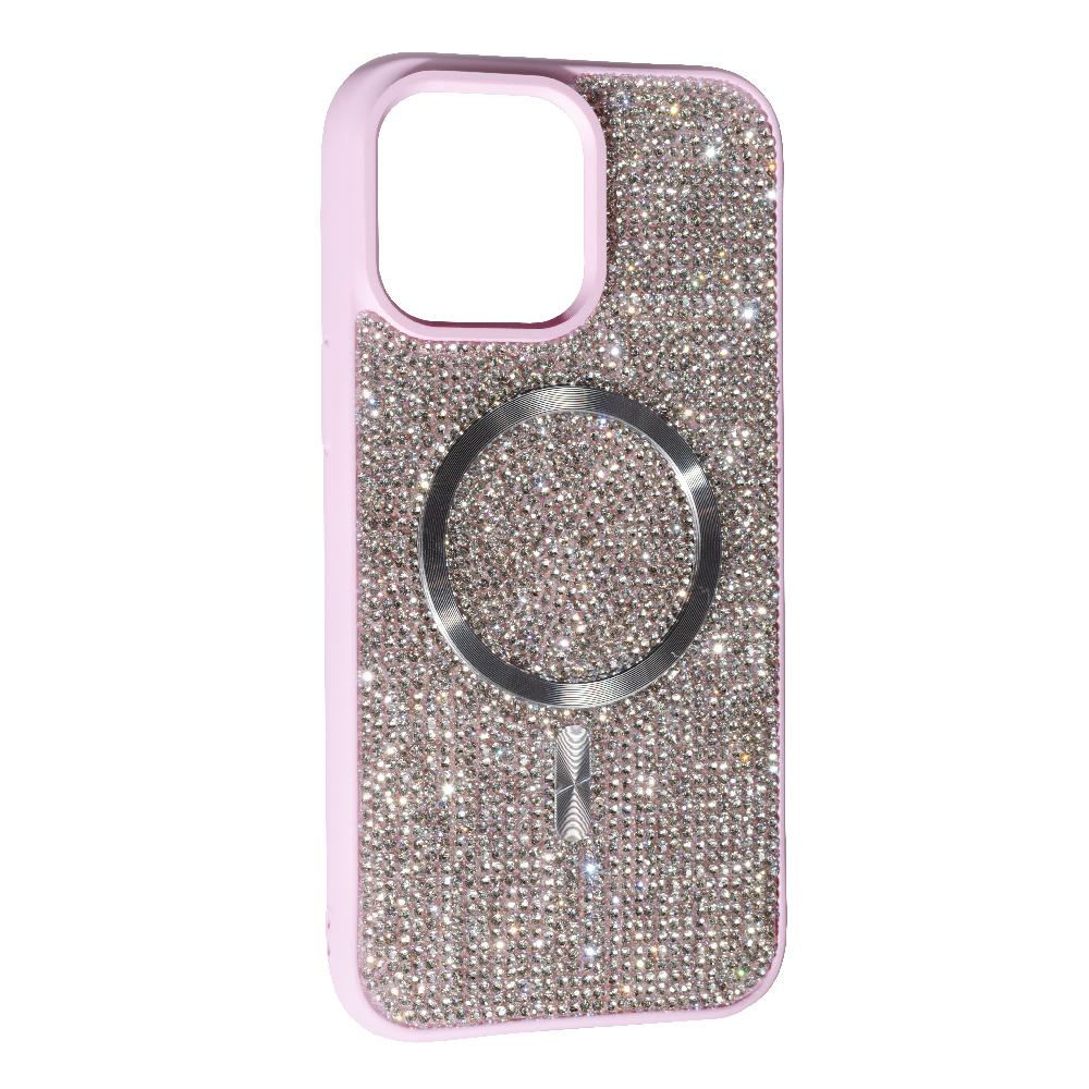 Накладка MagSafe full of diamonds для iPhone 16 Pro (Pink)