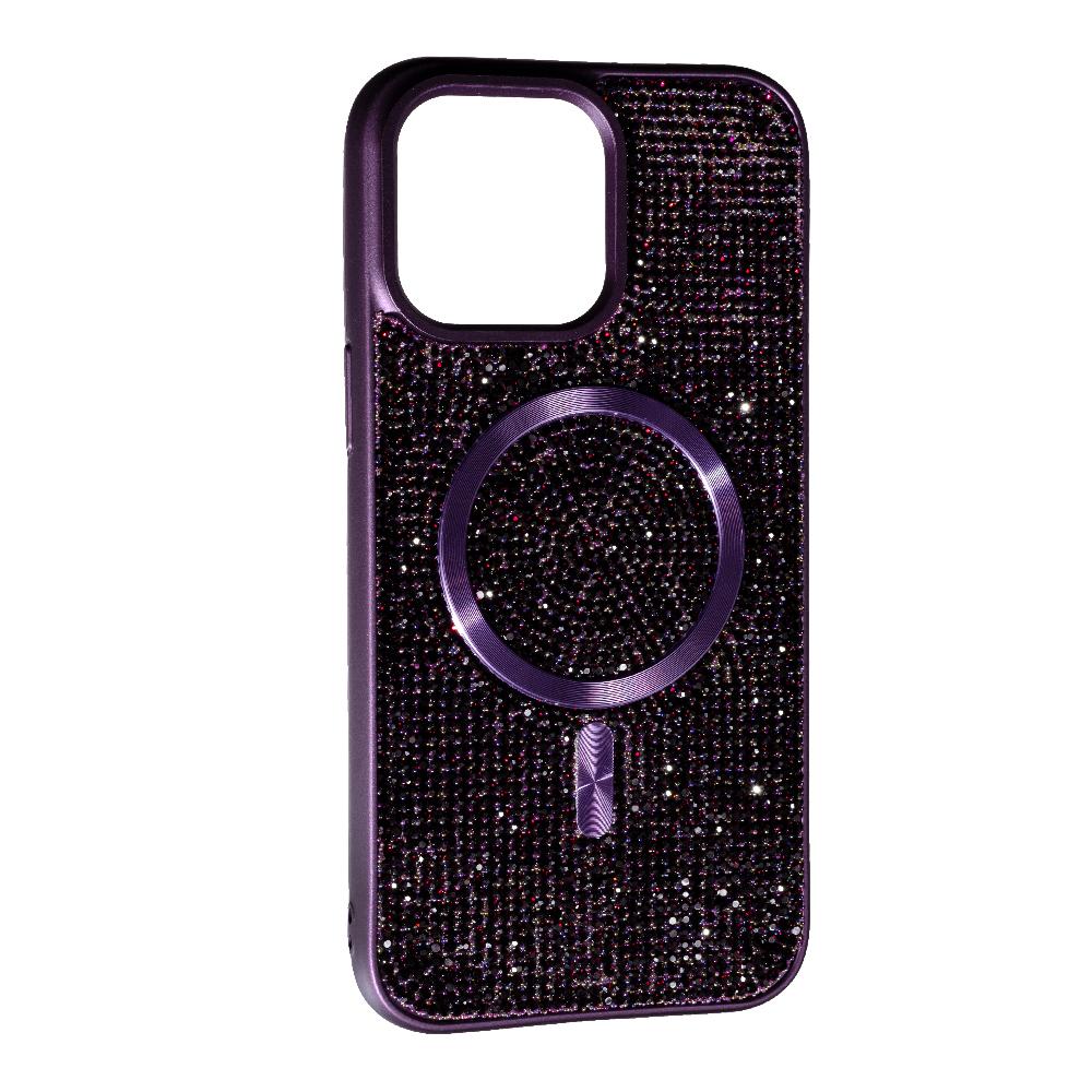 Накладка MagSafe full of diamonds для iPhone 16 Pro Max (Dark violet)