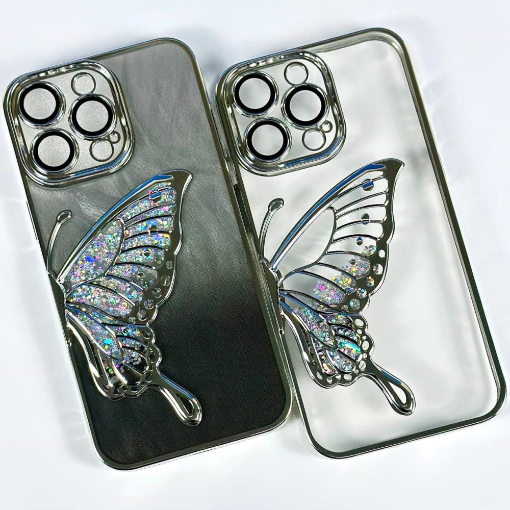 Накладка Shiny Butterflies Ombre для  IPhone 16 Pro Max Чорна
