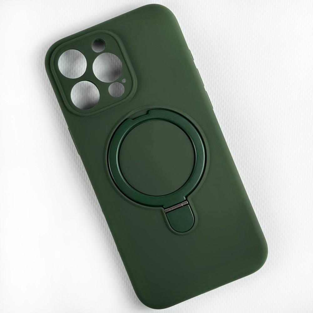 Чохол Silicone Case with Ring Stand Full Camera для IPhone 16 Pro (Dark green)