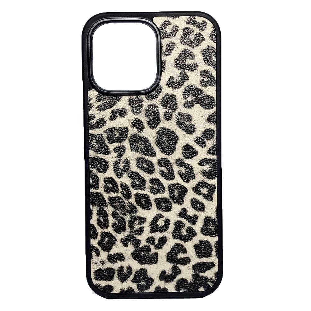 Накладка Mix Leopard Leather MagSafe для IPhone 16 Pro Max Леопард чорно-білий