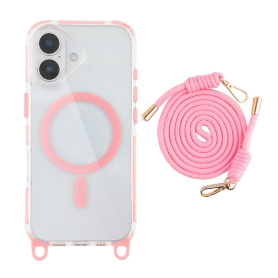 Чохол TPU+PC Lanyard Case with MagSafe для iPhone 16  (Pink)