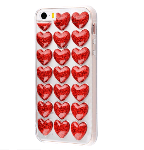 Накладка для  iPhone 5/5s/SE Confetti Heart (TPU) (red)