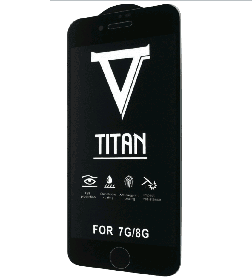 Захисне скло Titan Glass для iPhone 6/7/8/SE 2020 з чорною рамкою