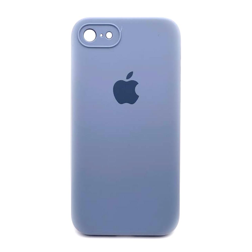 Silicone Case Square Full Camera Protective (AA) для iPhone 7 / 8 / SE (2020) (4.7") (Grey blue)