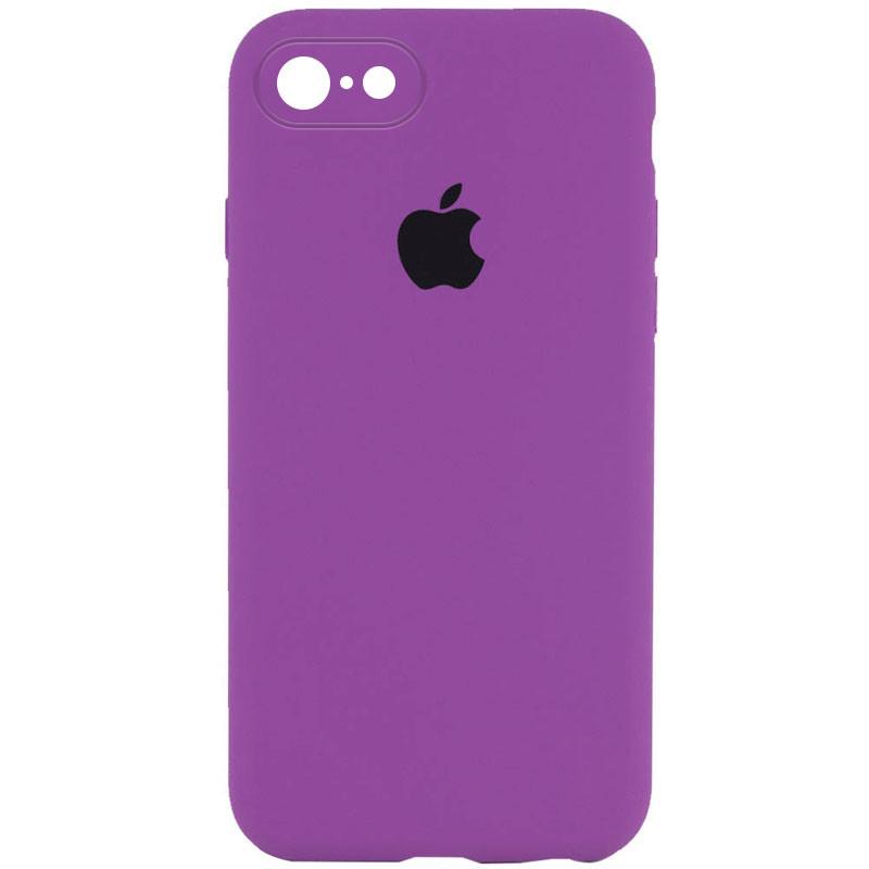 Silicone Case Square Full Camera Protective (AA) для iPhone 7 / 8 / SE (2020) (4.7") (Grape)