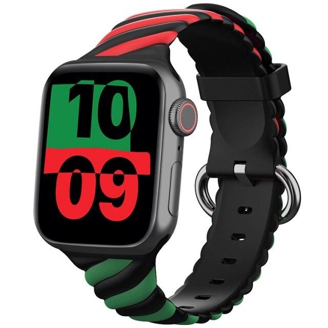 Ремінець Multicolor Silicone для Apple Watch 38mm/40mm чорно-червоно-зелений