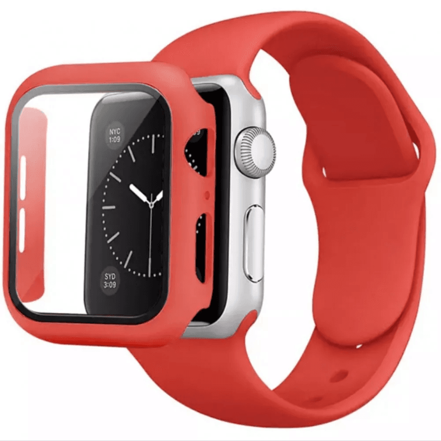 Ремінець Silicon+glass для Apple Watch 41mm red