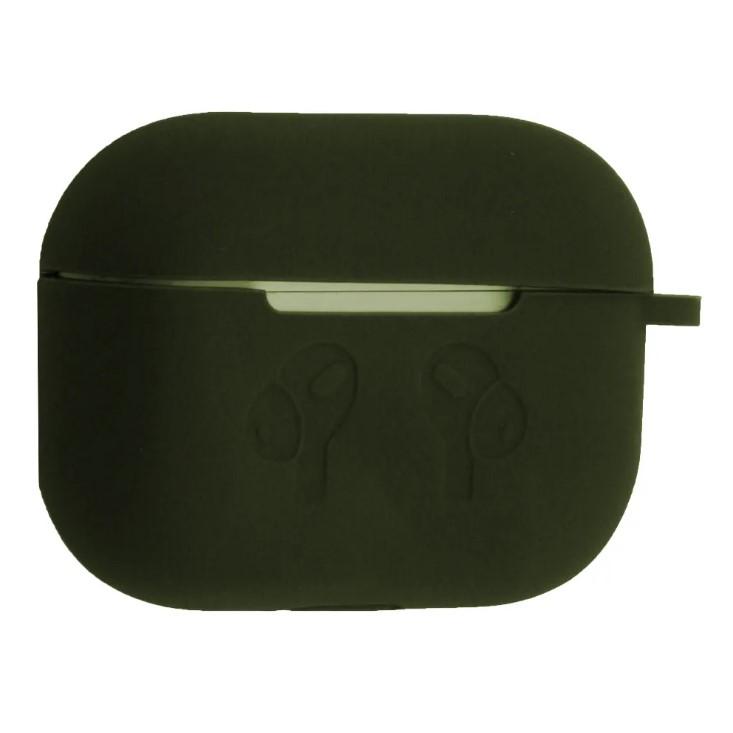 Чохол для AirPods Pro  Silicone Case Logo + карабін  (Dark green)