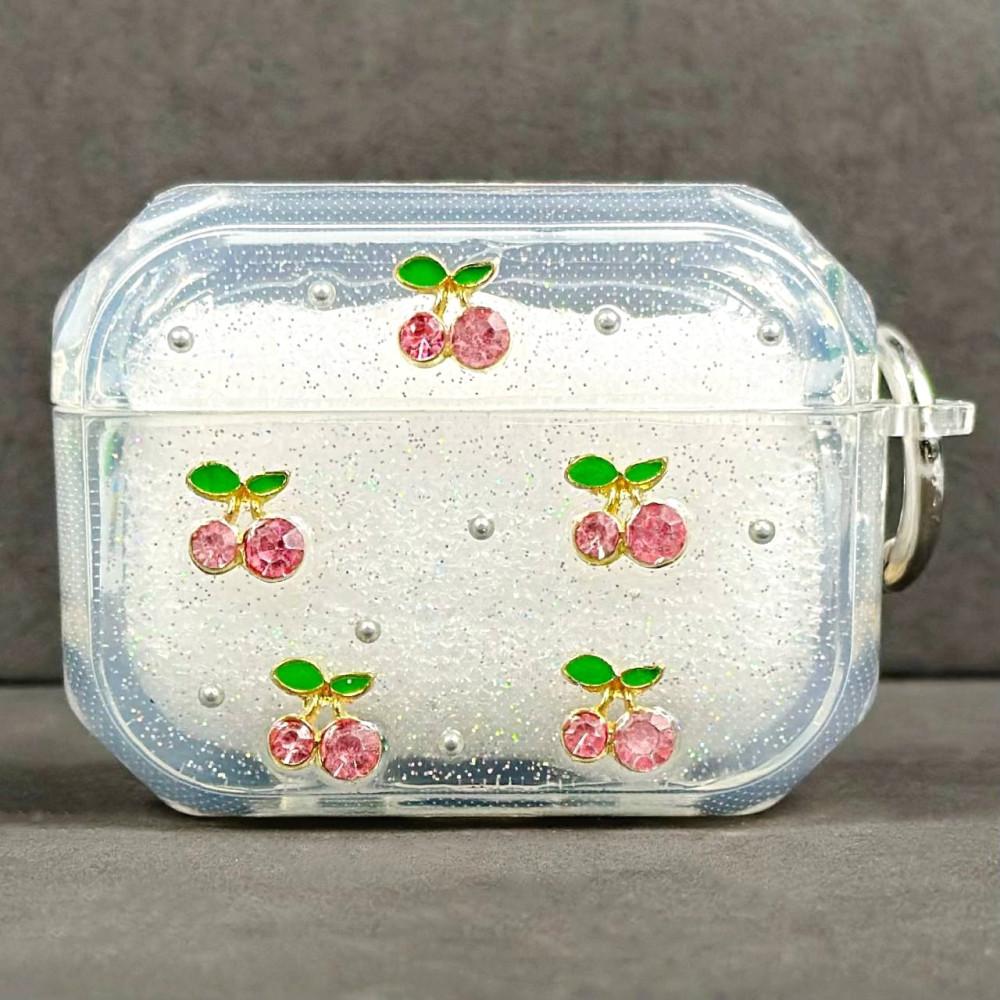 Чохол Silicone Case Shiny crystal Mix для Airpods 4 (Вишеньки рожеві)