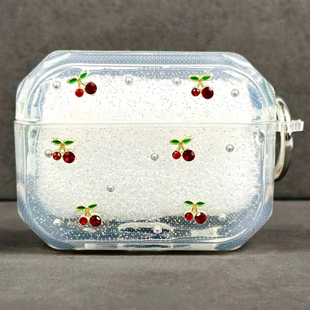 Чохол Silicone Case Shiny crystal Mix для Airpods 4 (Вишеньки червоні)