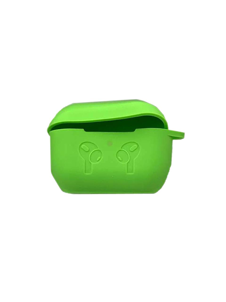 Чохол для AirPods Pro Silicone Case Logo + карабін  (Neon green)