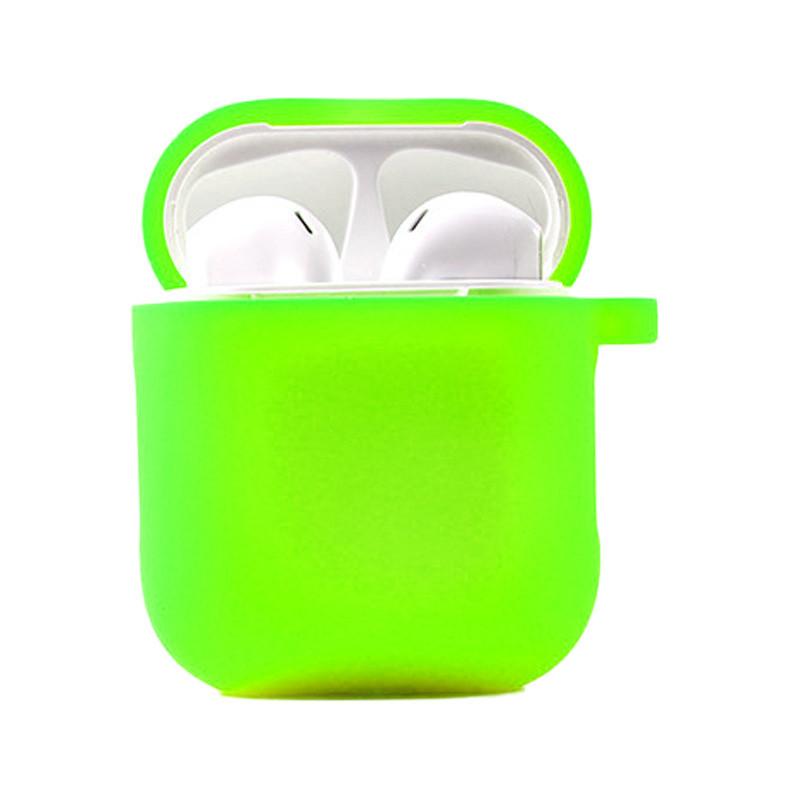 Silicone Case для Airpods 1/2 з мікрофіброю (Neon Green)