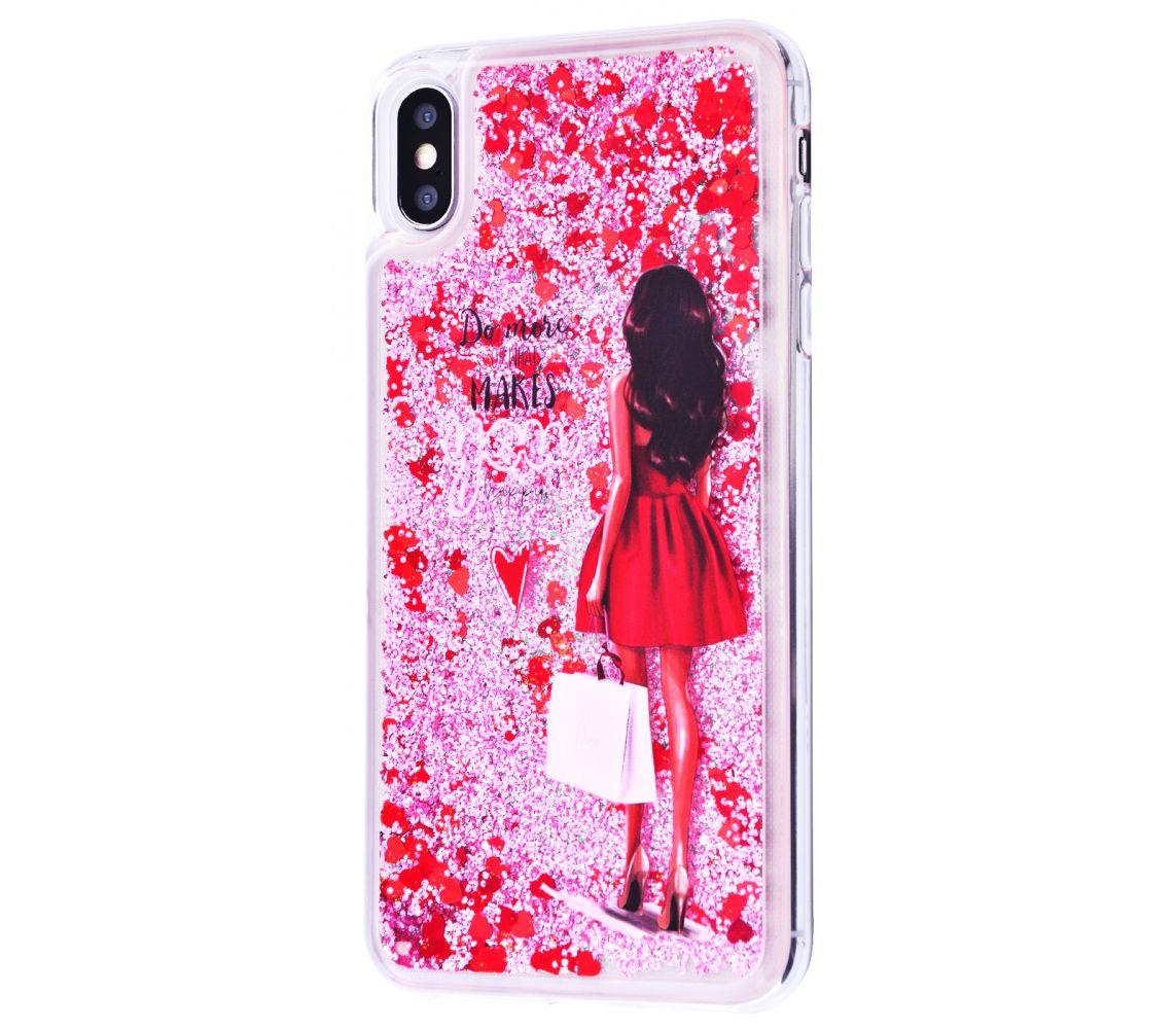 Накладка Lovely Stream для  iPhone X/Xs (beauty girl in red dress) (переливається)