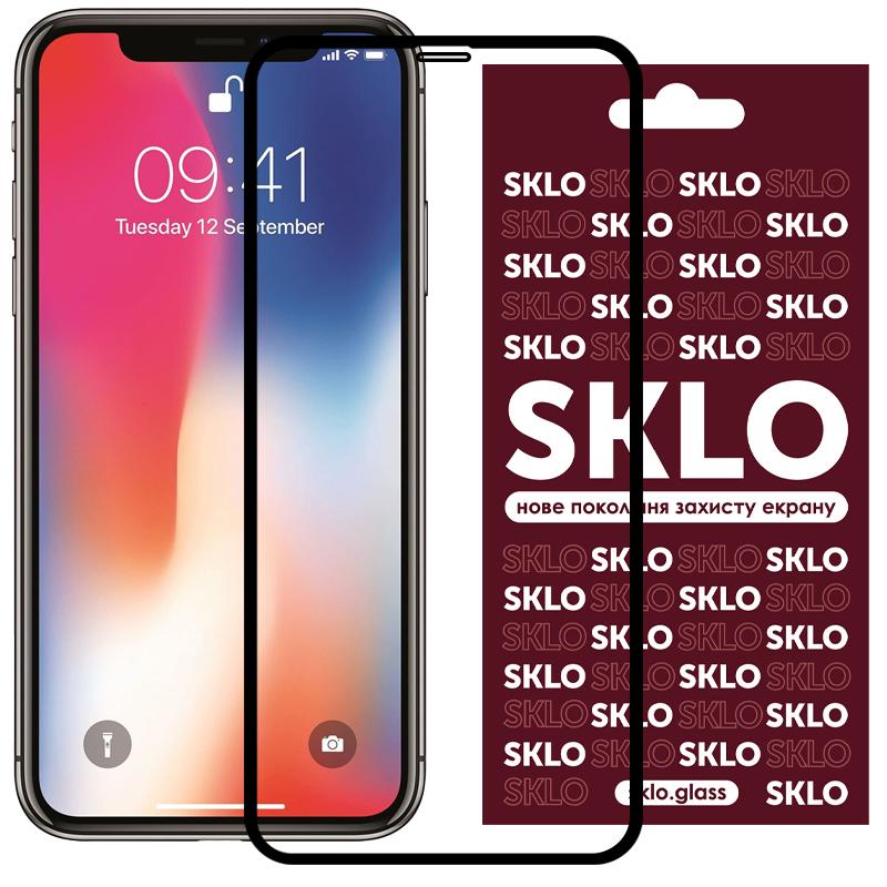 Захисне скло SKLO 3D (full glue) iPhone 16 Pro (6.3") з чорною рамкою без упаковки