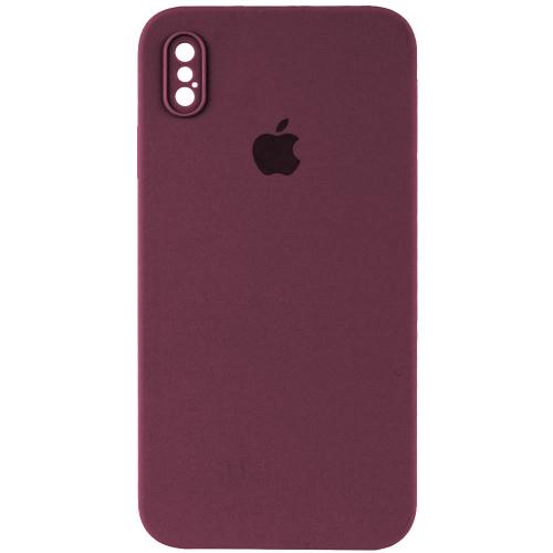 Silicone Case Square Full Camera Protective (AA) для iPhone XS (5.8") (Marsala)