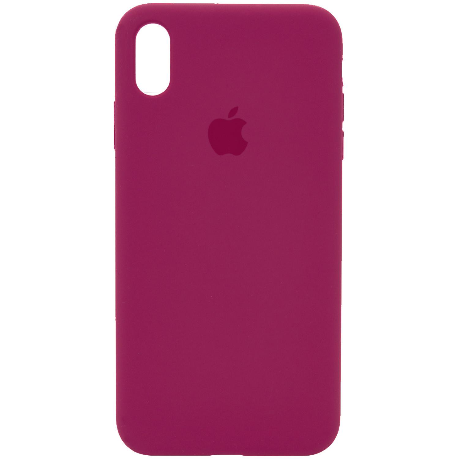 Silicone Case Full Protective (AA) для iPhone X/Xs (5.8") (Rose Red)
