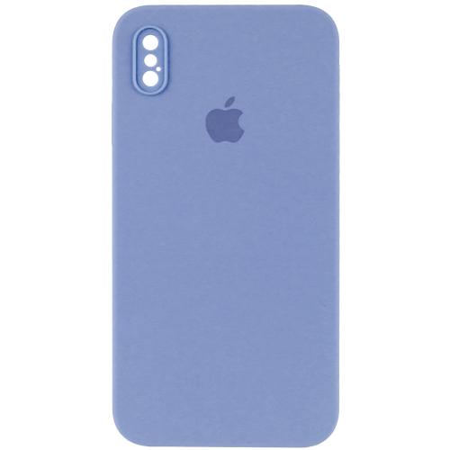 Silicone Case Square Full Camera Protective (AA) для iPhone XS (5.8") (Lilac cream)