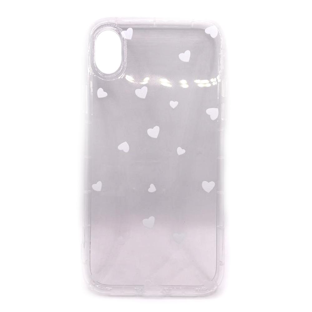 Накладка Transparent in Hearts для Iphone XR (White)