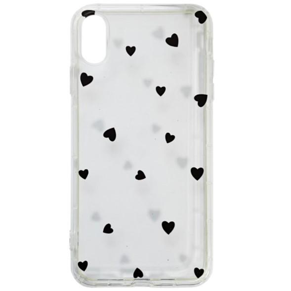 Накладка Transparent in Hearts для Iphone Xr (Black)