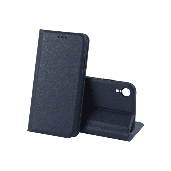 Книжка LEATHER для IPhone Xr темно-синя