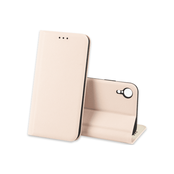 Книжка LEATHER для IPhone Xr рожева