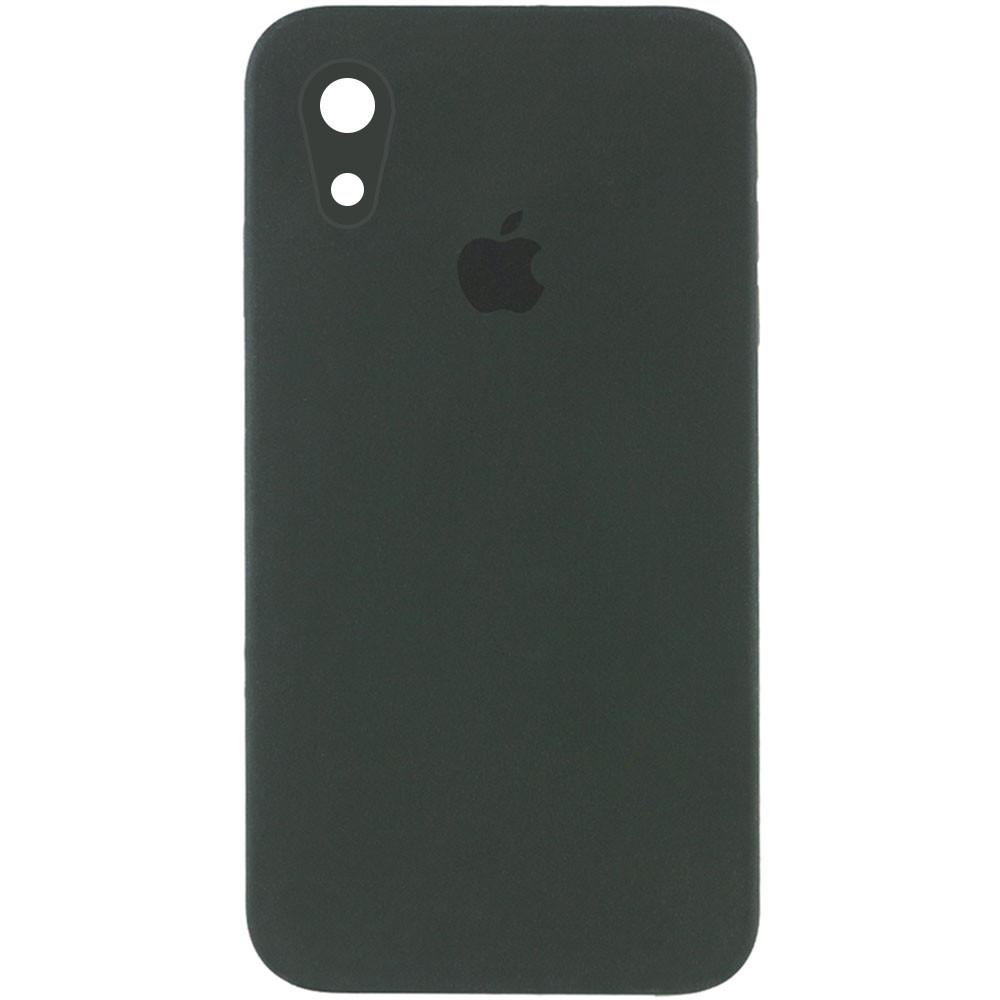 Silicone Case Square Full Camera Protective (AA) для iPhone XR (6.1")  (Black Green)
