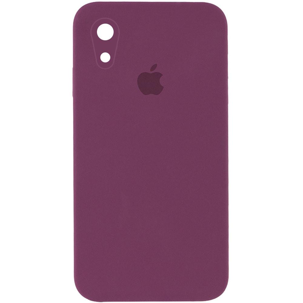 Silicone Case Square Full Camera Protective (AA) для iPhone XR (6.1")  (Maroon)