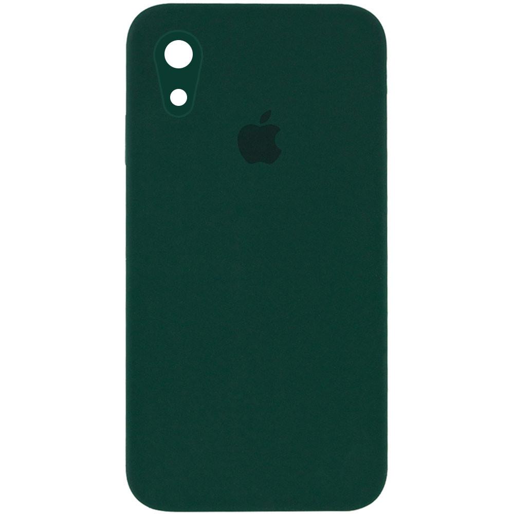 Silicone Case Square Full Camera Protective (AA) для iPhone XR (6.1")  (Dark Green)