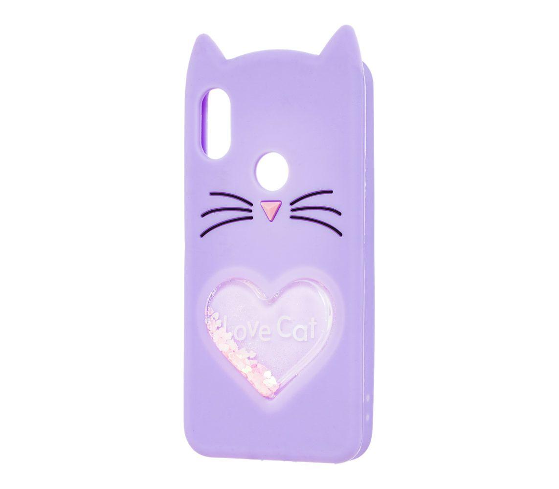 Накладка Cat 3D Heart для Xiaomi Redmi Note 6 Pro  бузкова