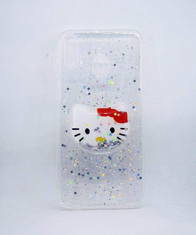 Накладка TOY для Samsung M10 з рідкими блискітками "Kitty"