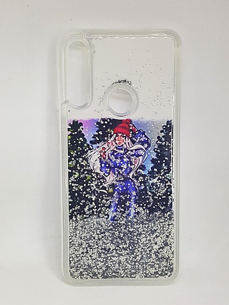 Накладка Fluid Painted для Huawei Y6P "Дівчина в лижному костюмі" (переливається)