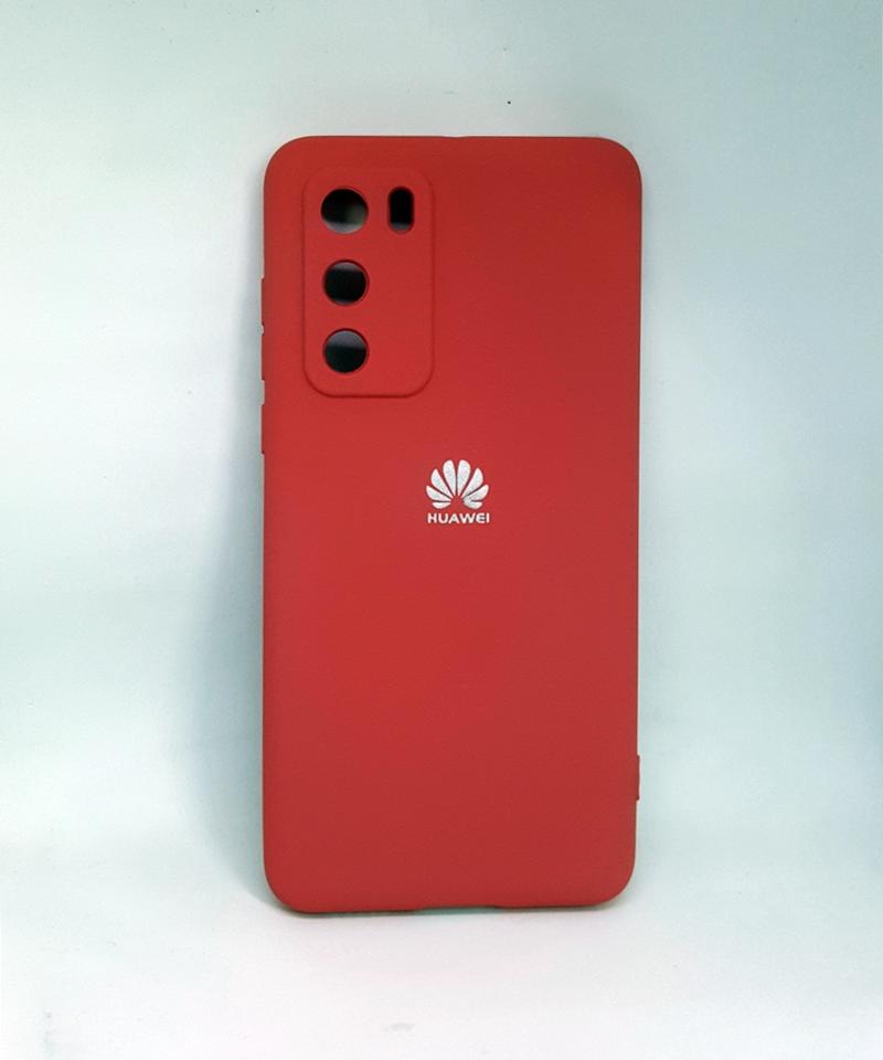 Накладка Silicone Case Full Camera для Huawei P40 бордова