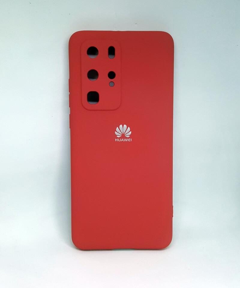 Накладка Silicone Case Full Camera для Huawei P40 Pro бордова