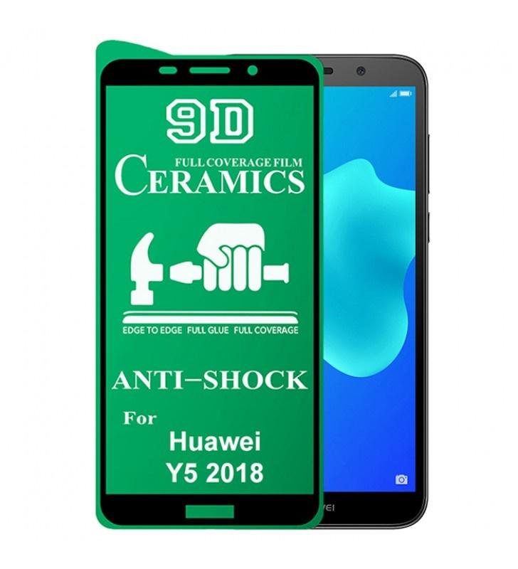 Гнучке скло Ceramic для Huawei Y5 (2018)/Y5P  глянцеве з чорною рамкою