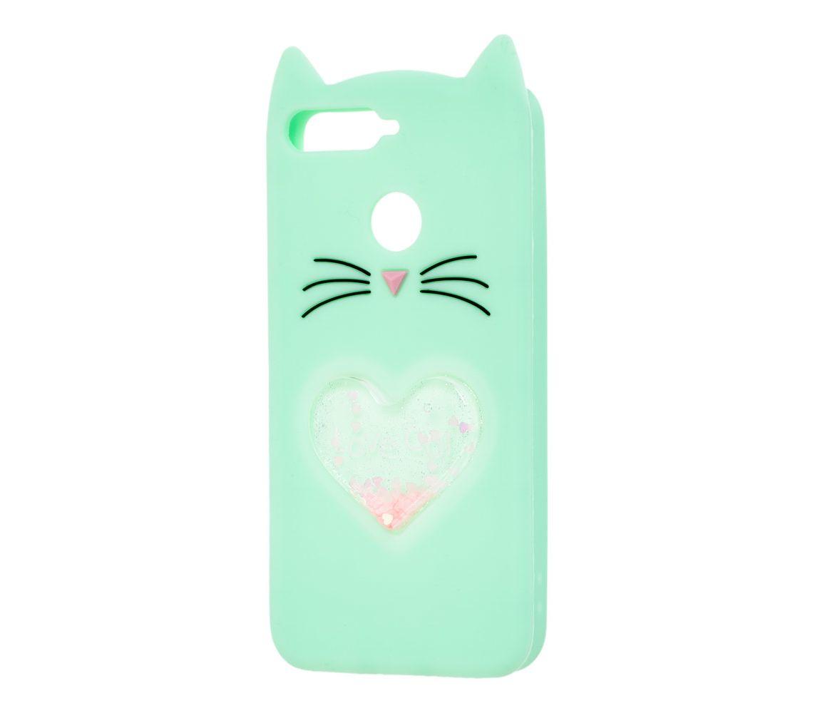 Накладка 3D Cat heart для Huawei Y6 Prime (2018) (ATU-l21)/ Honor 7C  (AUM-L41) / Honor 7A Pro (AUM-L29) м`ятна