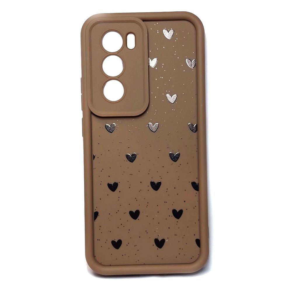 Накладка Luxury Candy Hearts для Oppo Reno 12 5G (Brown)