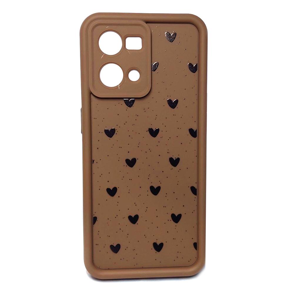 Накладка Luxury Candy Hearts для Oppo Reno 7 4G (Brown)