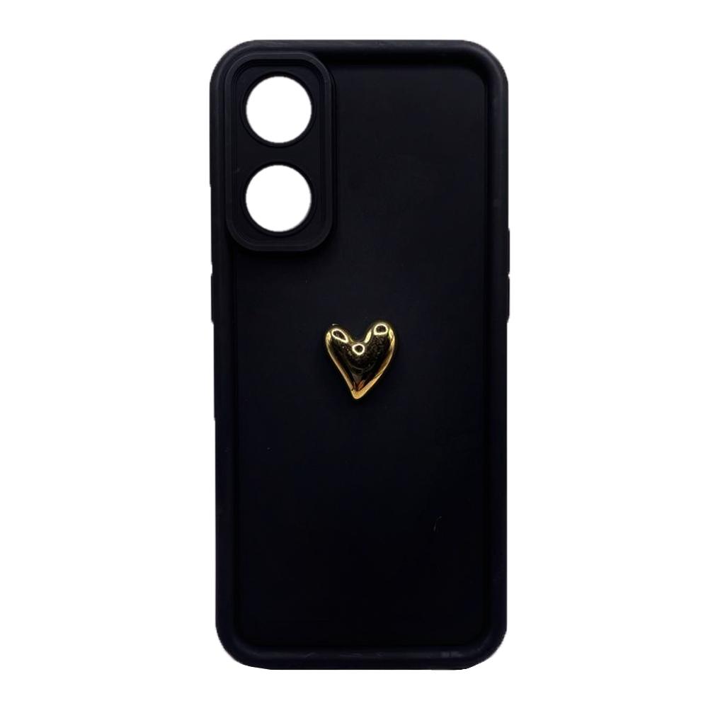 Накладка Luxury Candy 3D GoldHeart для Oppo Reno 8T 4G  (Black)
