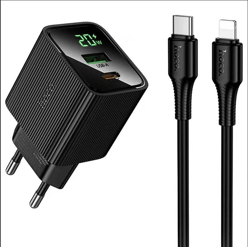 МЗП Hoco CS83A Excellent with digital display PD20W+QC3.0  Type-C to Lightning (Black)-1