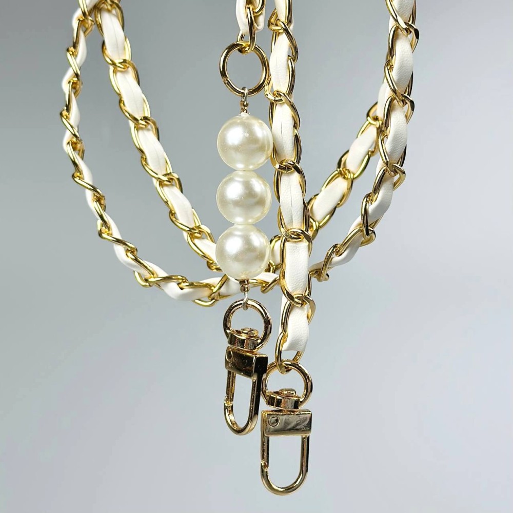 Ремінець еко-шкіра з перлинами для телефону 120 см (Білий)-1