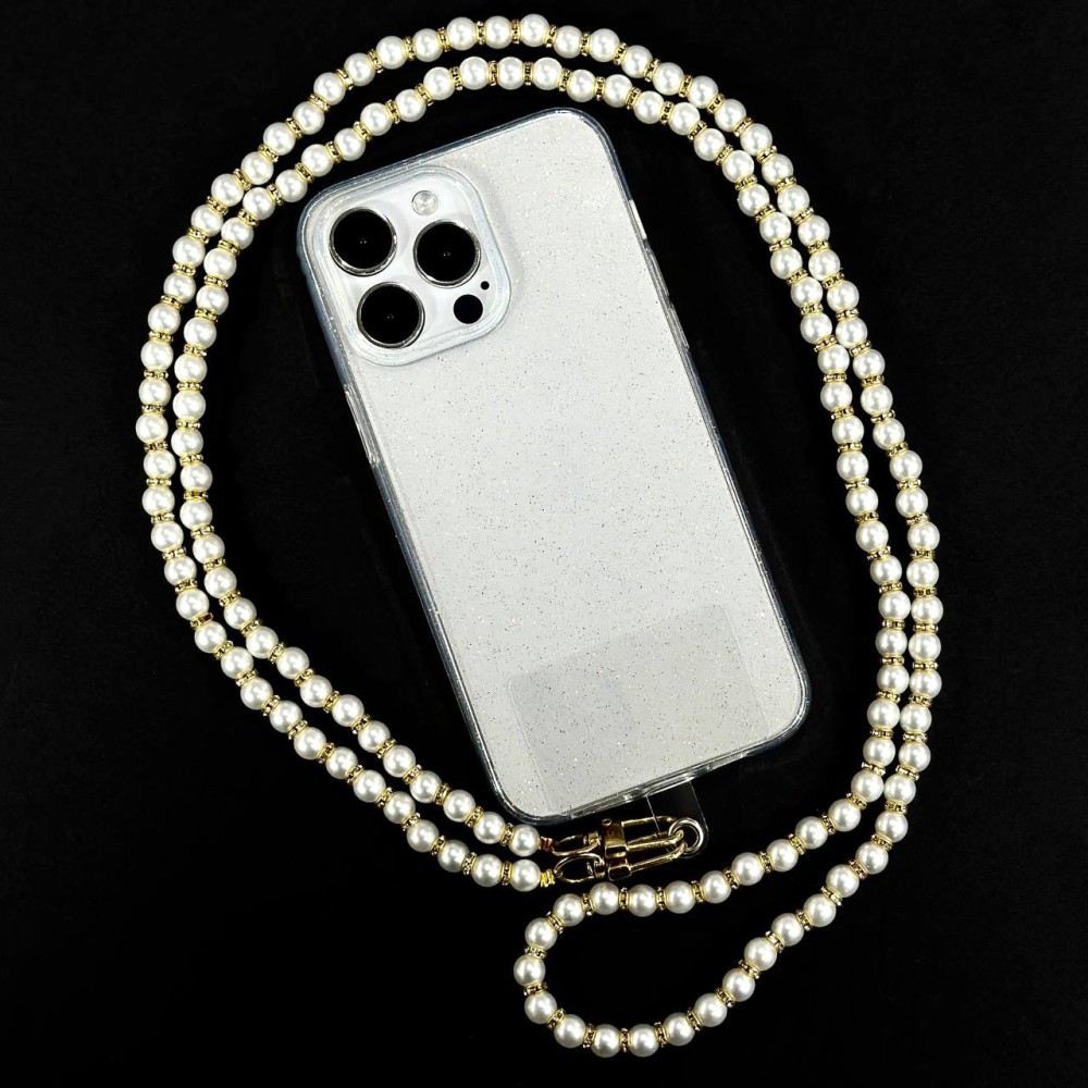 Ремінець Перлина зі стразами для телефону 130 см (Білий)-1