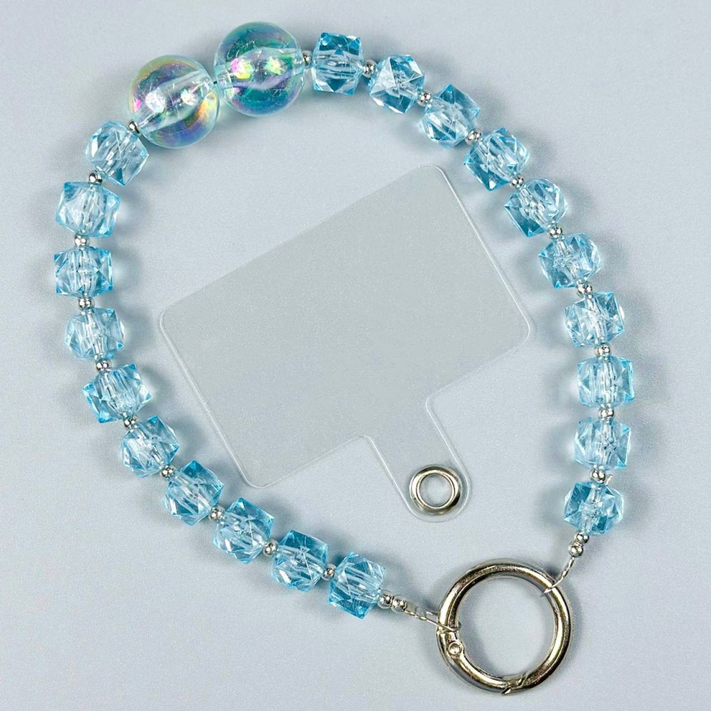 Ремінець-браслет кристальний для телефону (Блакитний)-0