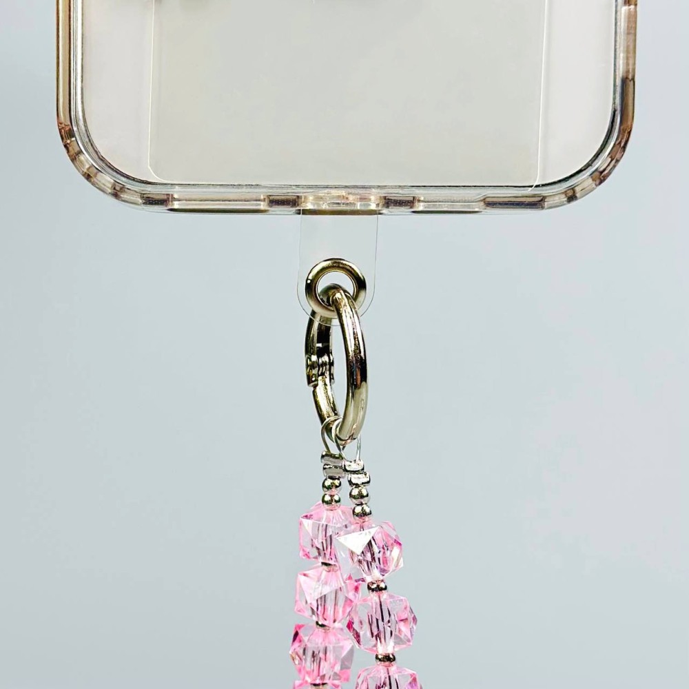 Ремінець-браслет кристальний для телефону (Рожевий)-1