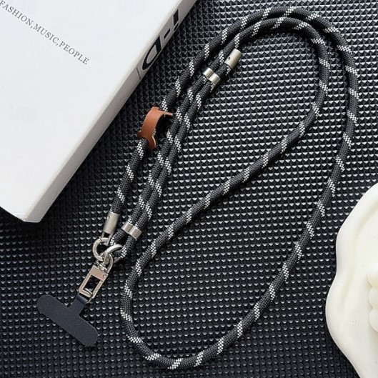 Ремінець на шию Stripe cord чорно-сірий-0