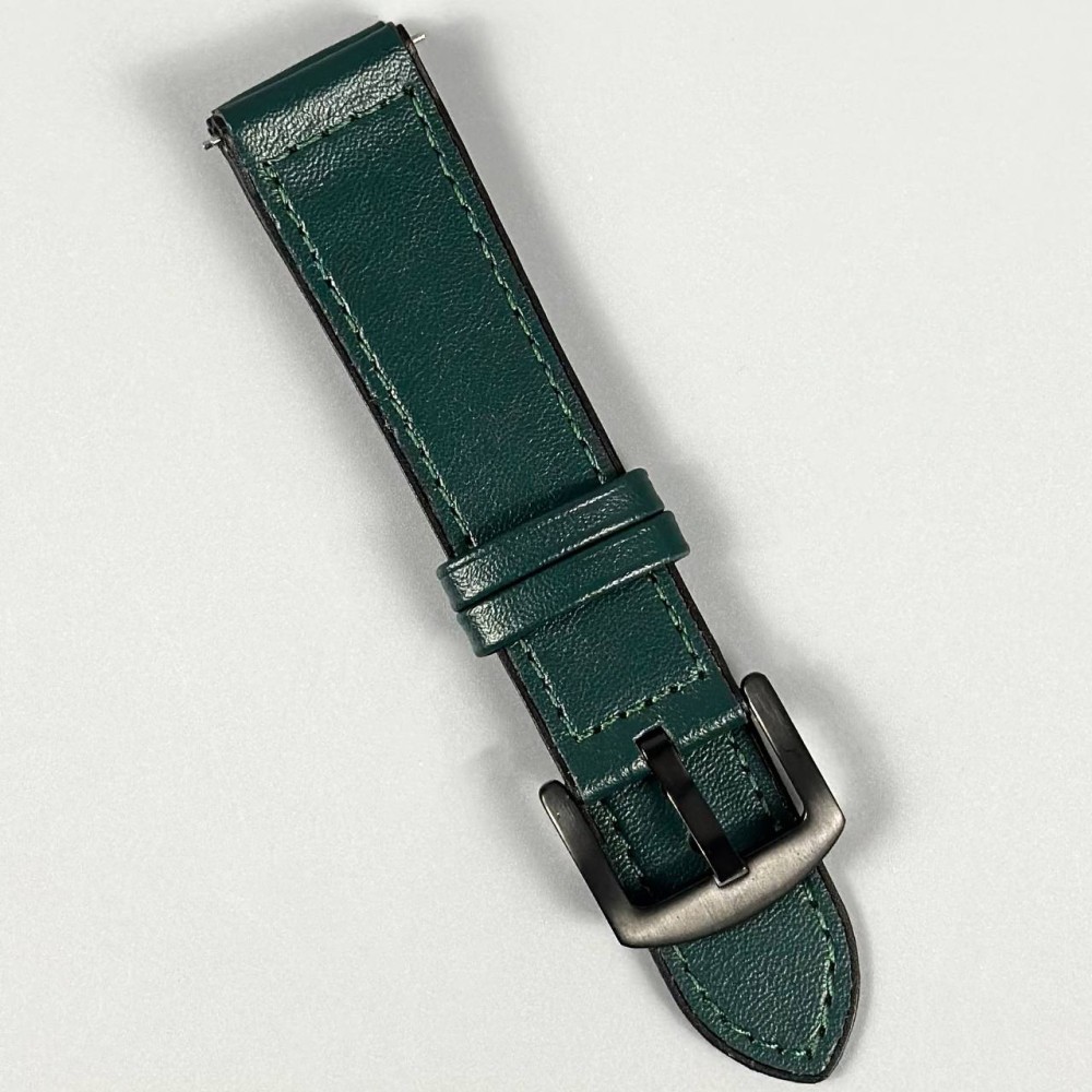 Ремінець для годинника універсальний Leather Casual 20мм (Green)-0